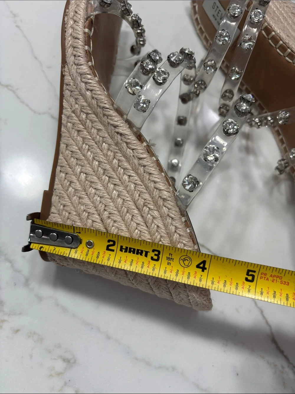Steven Jeweled Clear Espadrille Wedge - Nude/Clear